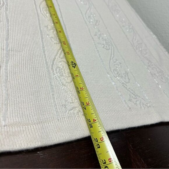 Karen Scott Evening Beaded Wool Blend Pullover Sweater Knit Cream Size L - Picture 10 of 11